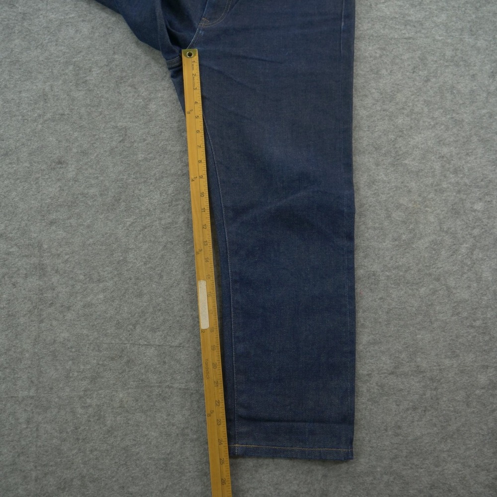 Uniqlo Jeans Mens Blue 33 Straight Leg Selvedge Mid Rise Zip Fly Dark Wash - Picture 10 of 11